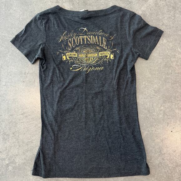 Vintage Y2K Harley Davidson Arizona Heather Grey Biker Graphic Tee Women's M - Picture 2 of 5